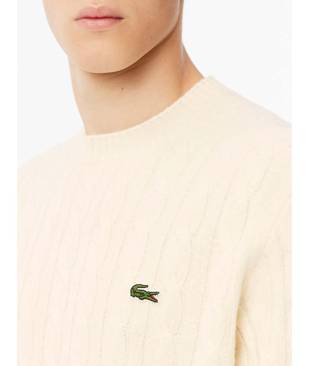 LACOSTE Бежевый шерстяной джемпер / свитер, фото 4