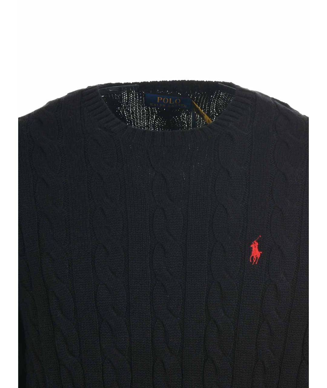 POLO RALPH LAUREN Черное хлопковое поло с коротким рукавом, фото 4