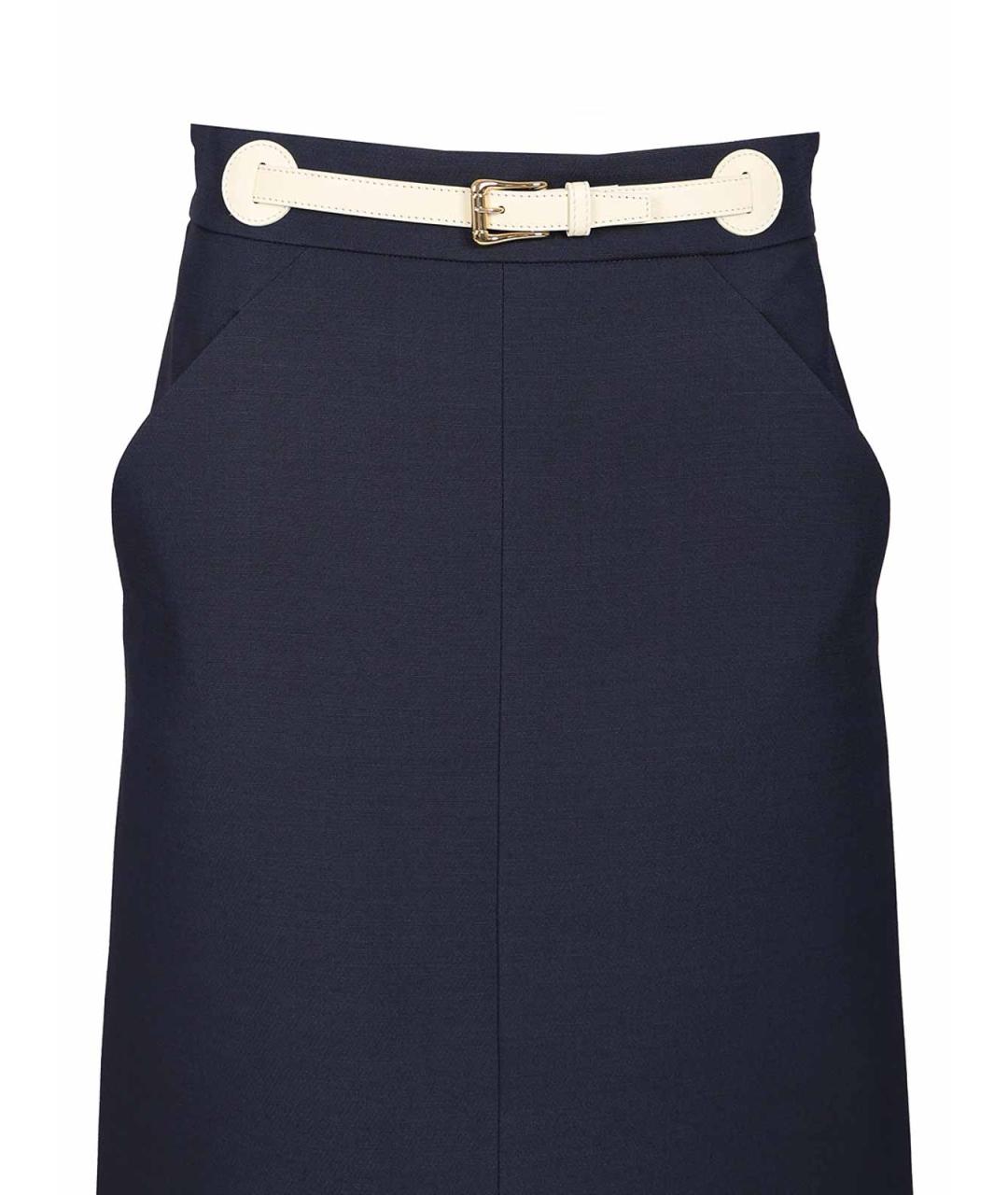 VALENTINO Темно-синяя шерстяная юбка миди, фото 4