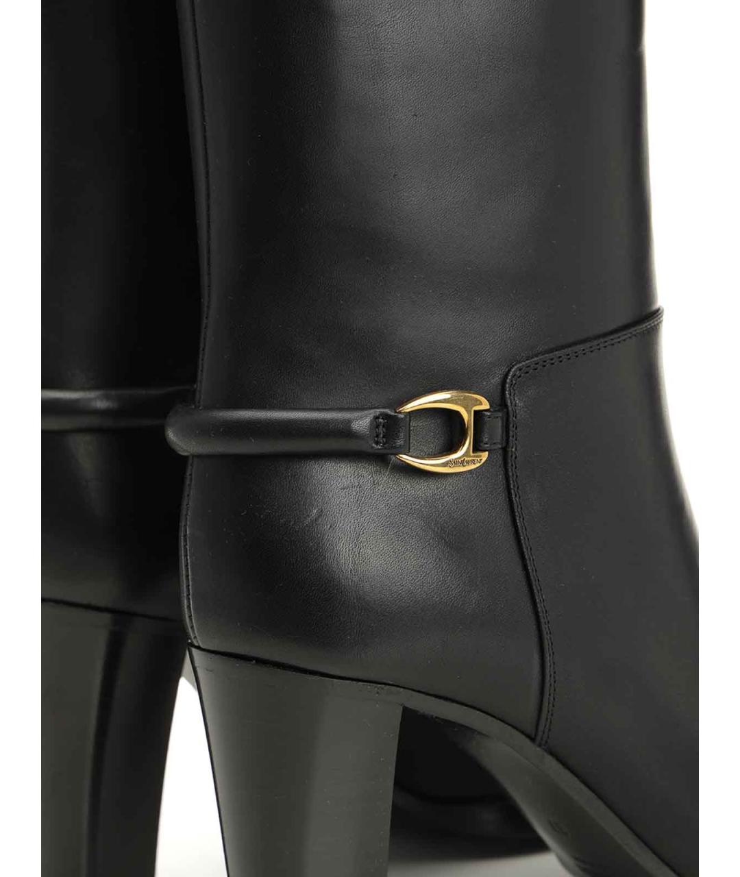 SAINT LAURENT Черные кожаные ботильоны, фото 6