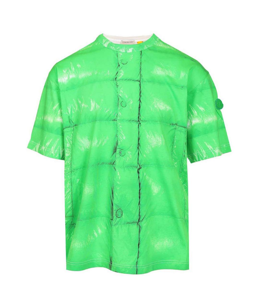 MONCLER Зеленая хлопковая футболка, фото 1