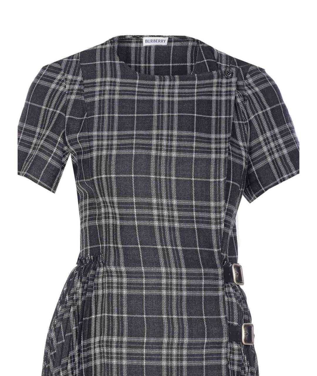 BURBERRY Серое полиэстеровое повседневное платье, фото 4