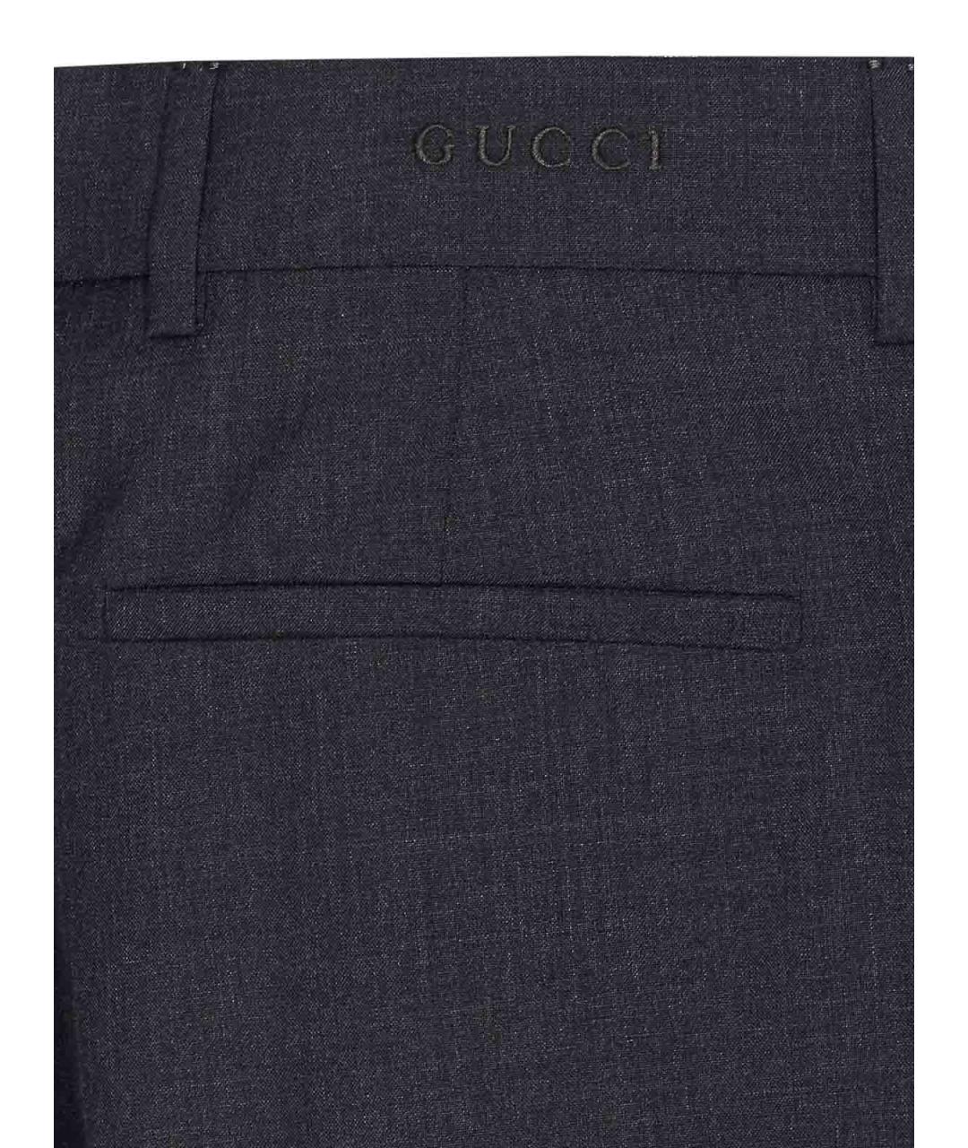 GUCCI Серые шерстяные прямые брюки, фото 3
