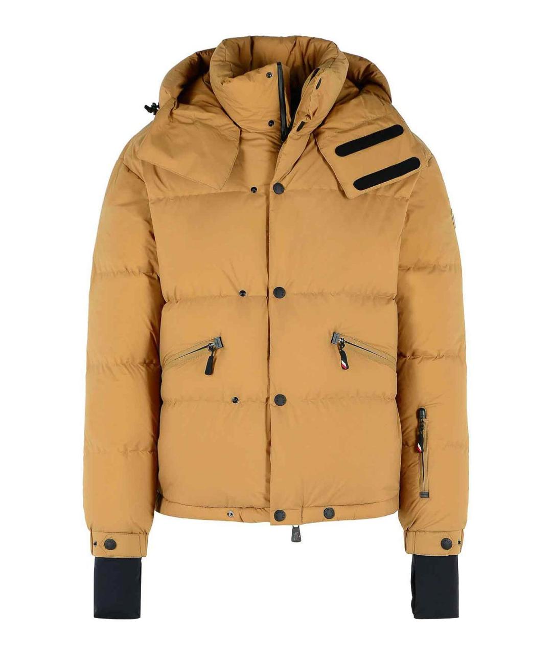 MONCLER Коричневый полиамидовый пуховик, фото 1