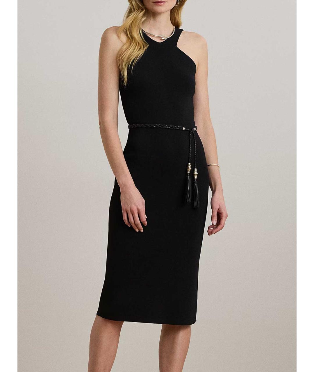 RALPH LAUREN Черное вискозное повседневное платье, фото 2