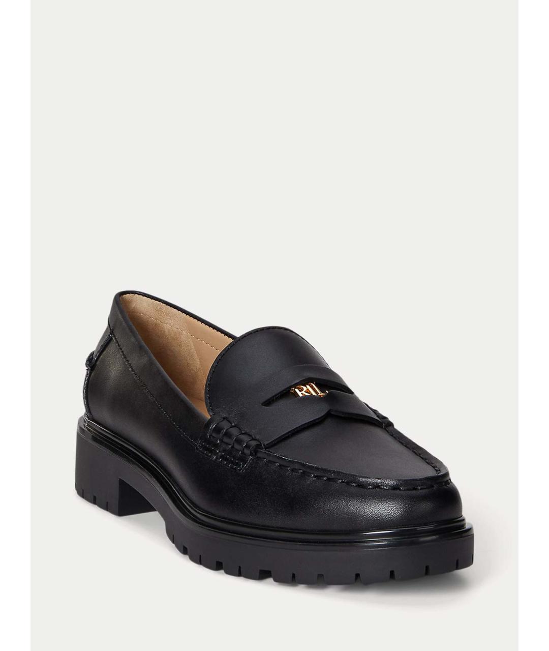 RALPH LAUREN Черные кожаные лоферы, фото 2