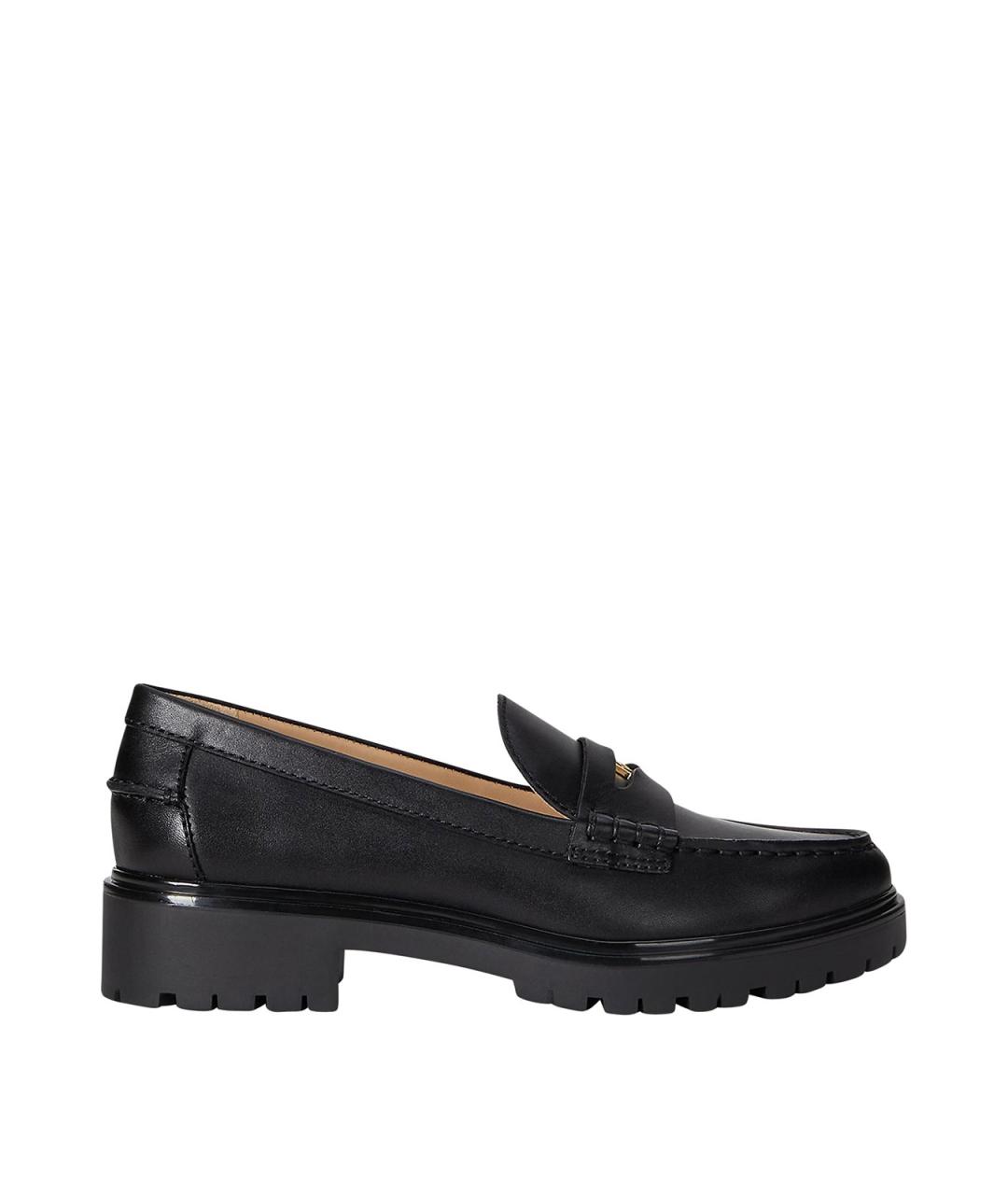 RALPH LAUREN Черные кожаные лоферы, фото 1
