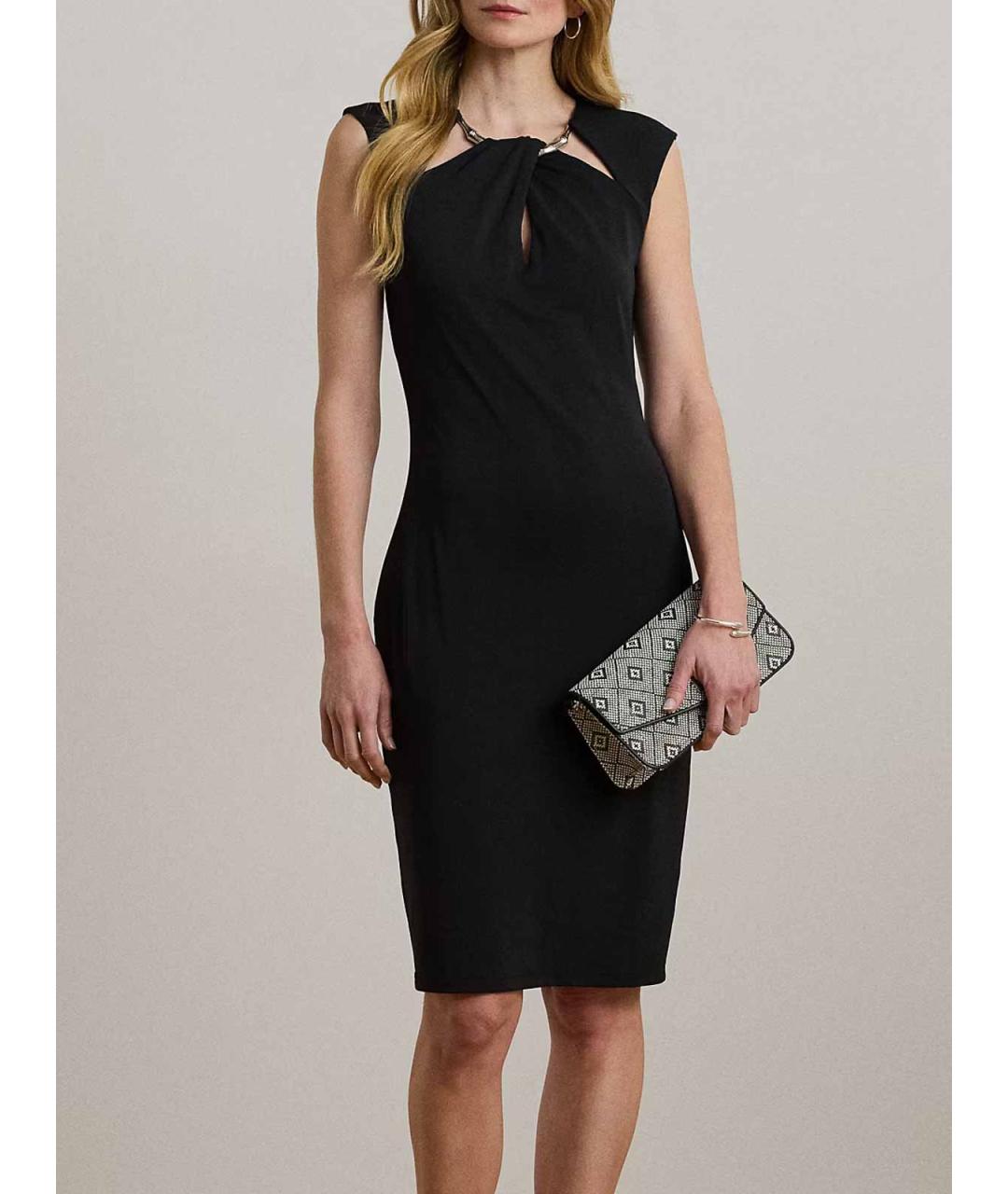 RALPH LAUREN Черное полиэстеровое коктейльное платье, фото 2