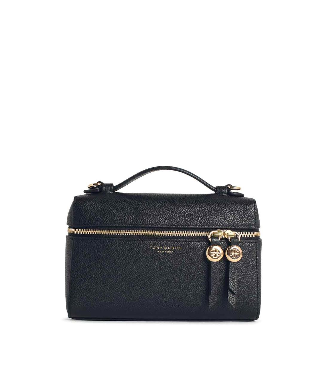 TORY BURCH Черная кожаная сумка с короткими ручками, фото 1