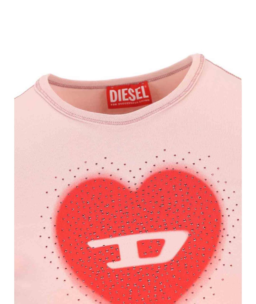 DIESEL Розовая хлопковая футболка, фото 4