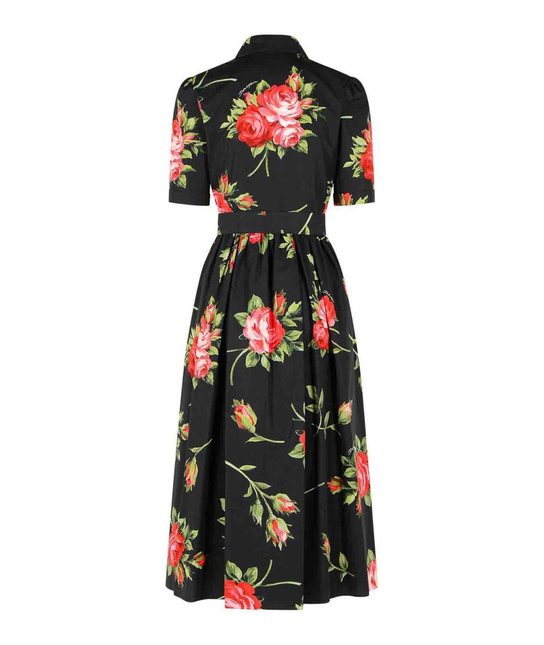 DOLCE&GABBANA Черное хлопковое повседневное платье, фото 2