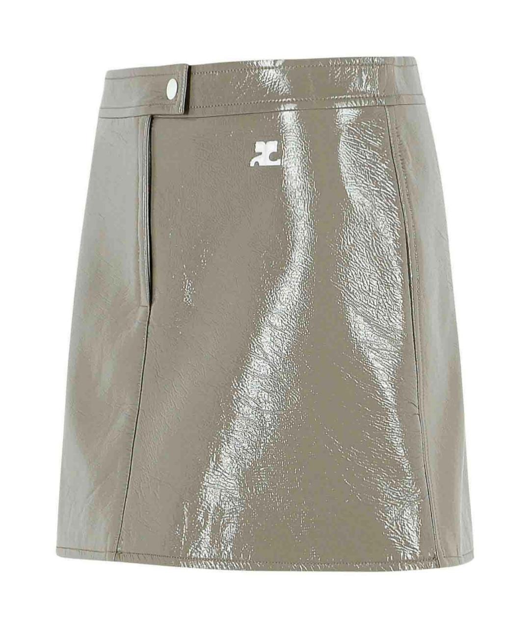 COURREGES Серая полиэстеровая юбка мини, фото 3