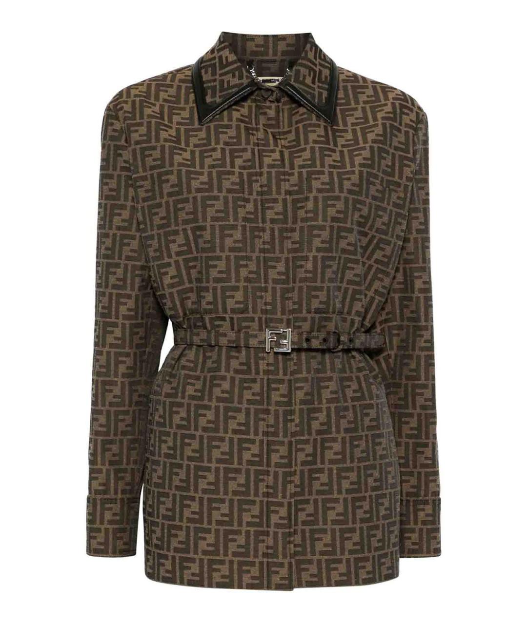 FENDI Коричневая полиэстеровая куртка, фото 1