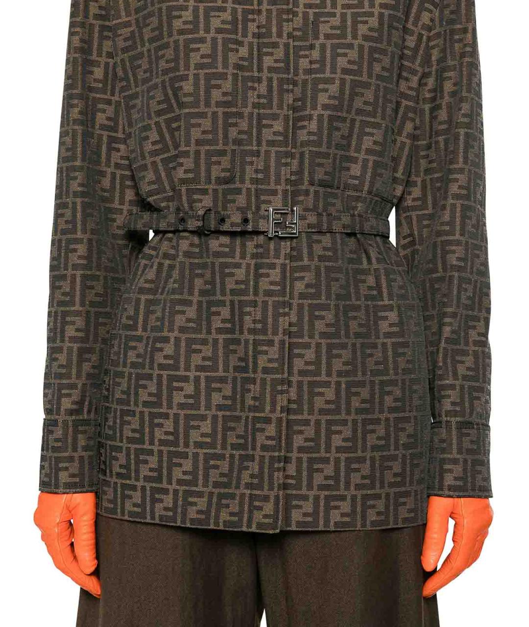 FENDI Коричневая полиэстеровая куртка, фото 4