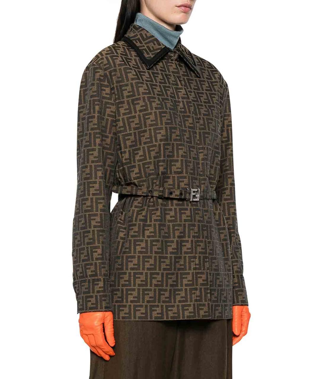 FENDI Коричневая полиэстеровая куртка, фото 2