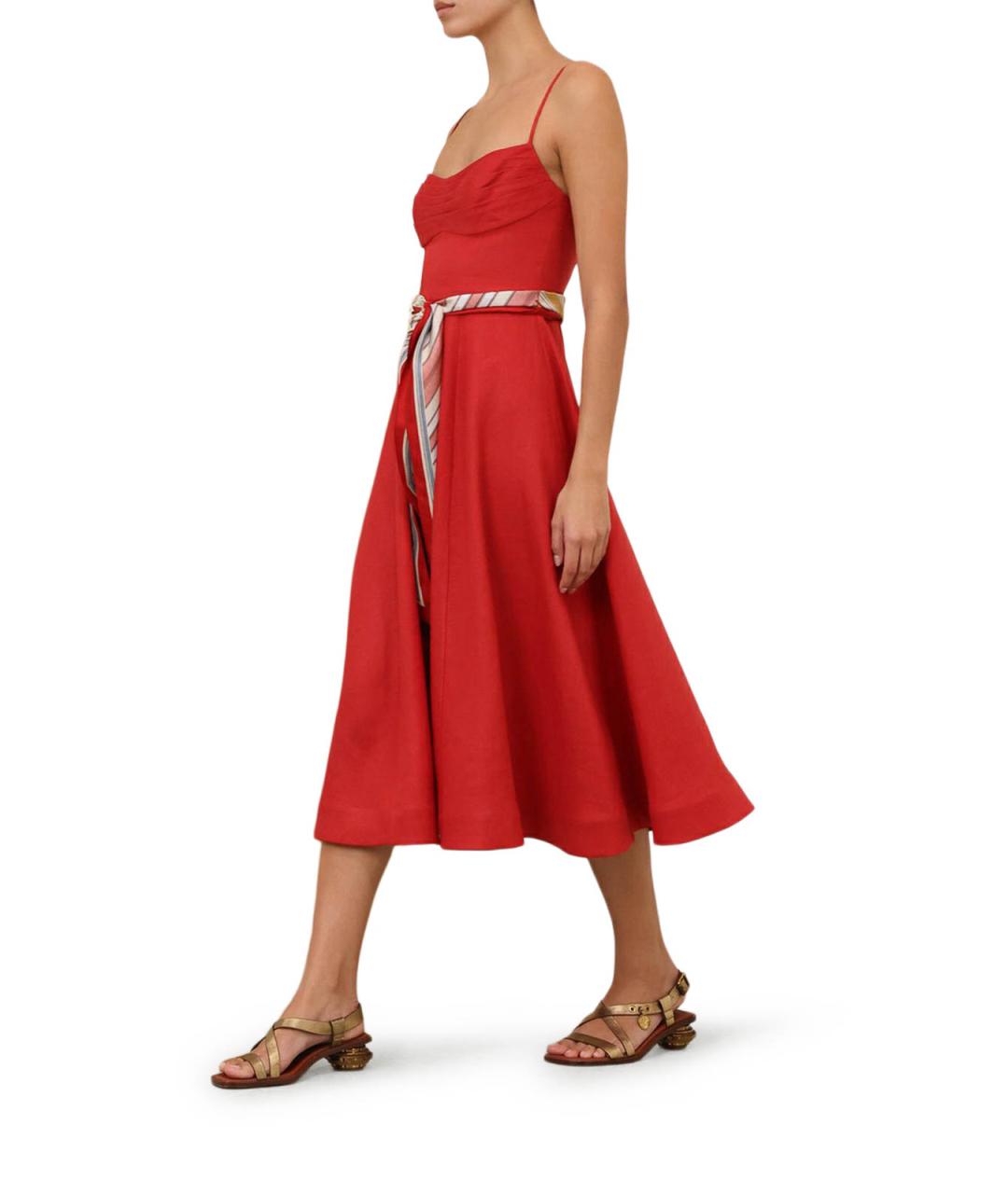ZIMMERMANN Красное льняное повседневное платье, фото 4