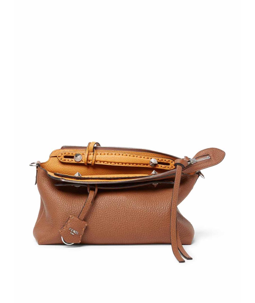 FENDI Бежевая кожаная сумка через плечо, фото 4