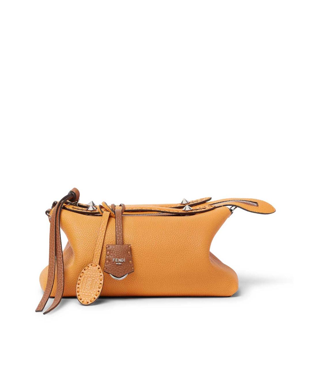 FENDI Бежевая кожаная сумка через плечо, фото 5
