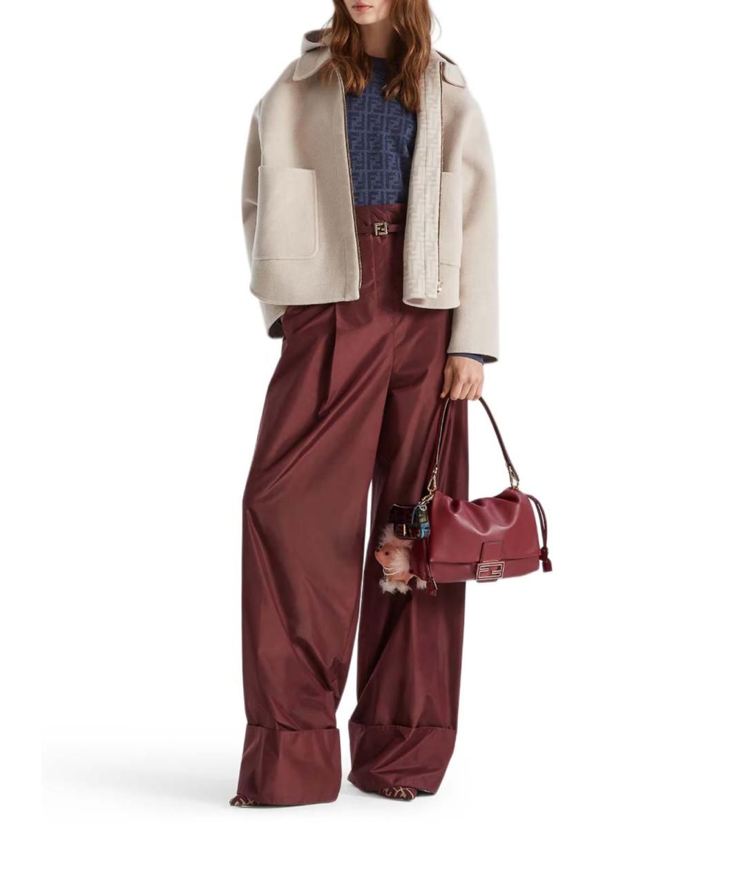 FENDI Бордовая кожаная сумка через плечо, фото 2