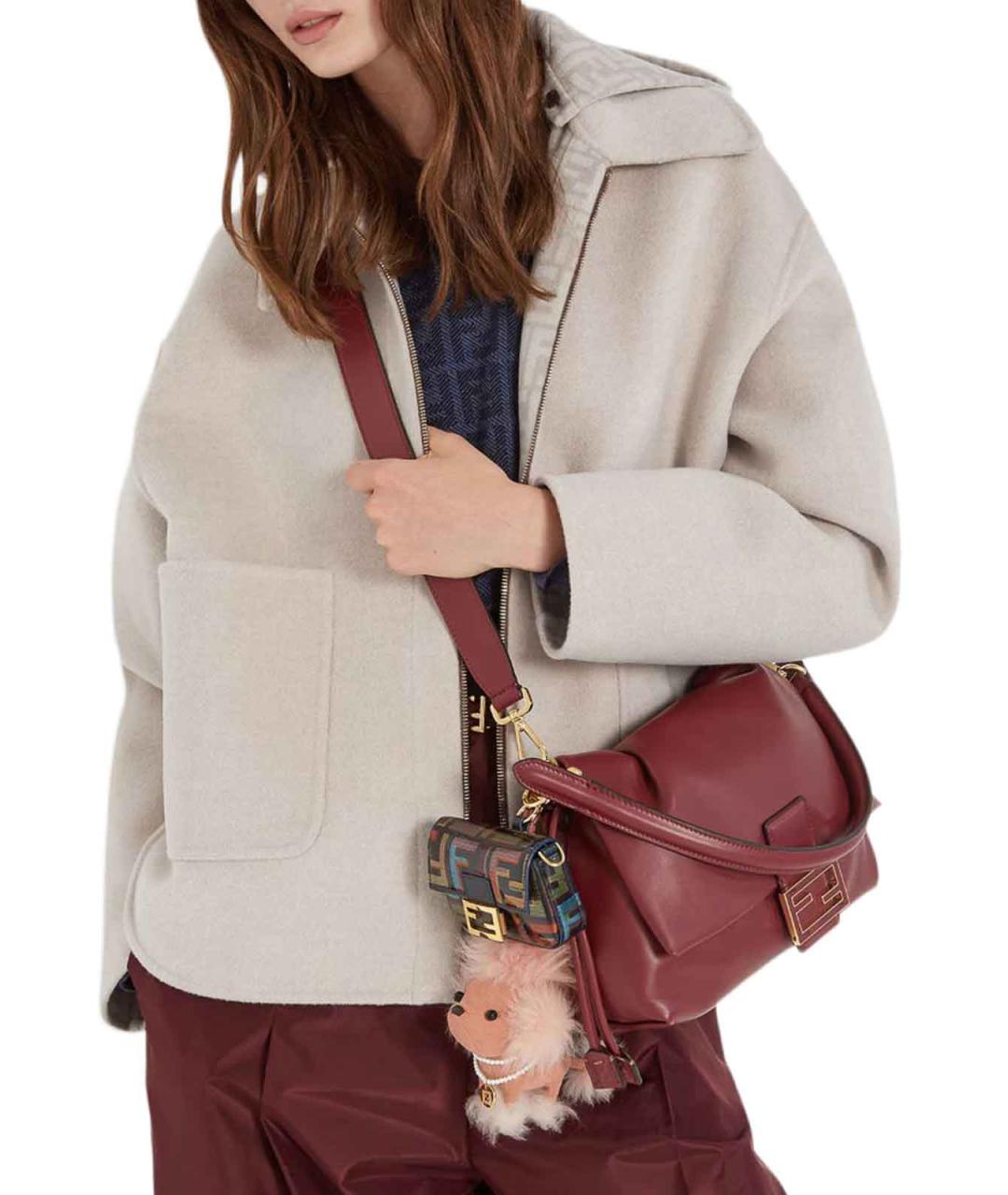 FENDI Бордовая кожаная сумка через плечо, фото 3