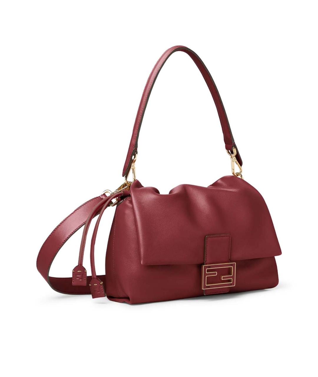 FENDI Бордовая кожаная сумка через плечо, фото 5