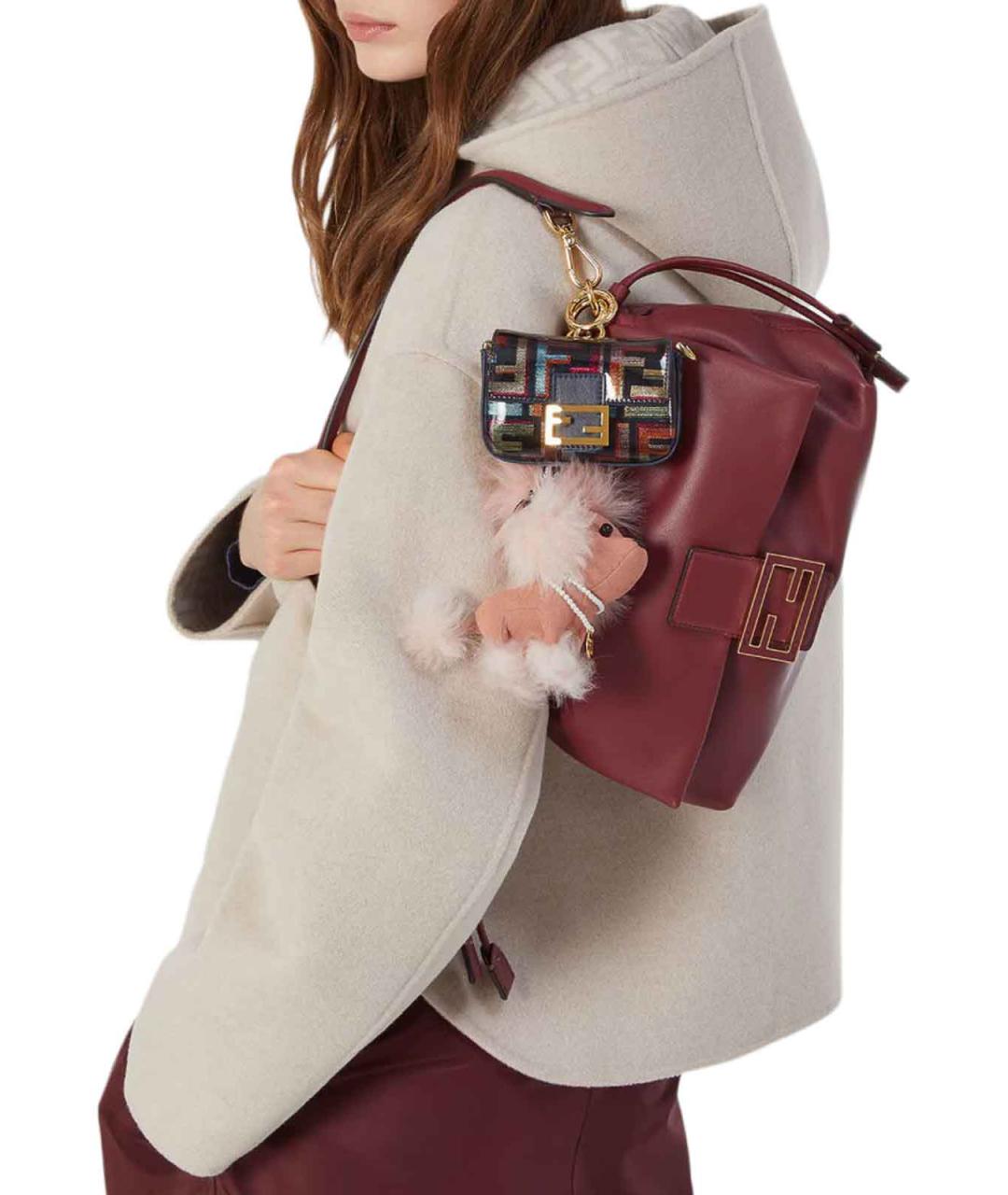 FENDI Бордовая кожаная сумка через плечо, фото 4
