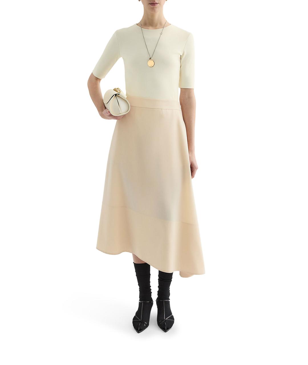 JIL SANDER Бежевая вискозная футболка, фото 2