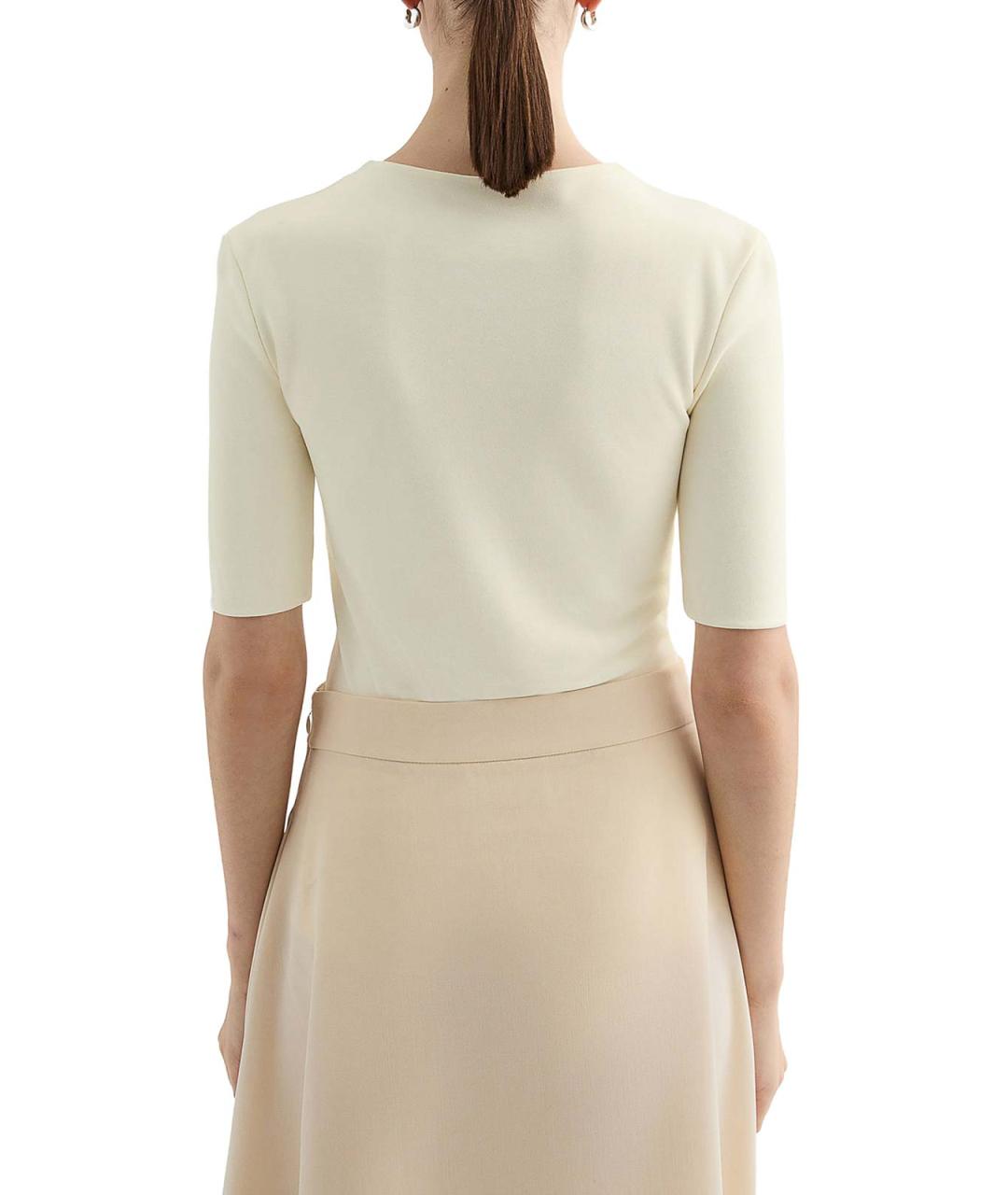 JIL SANDER Бежевая вискозная футболка, фото 3