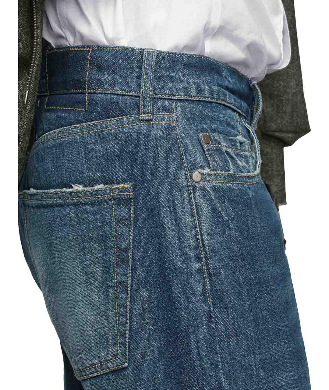 MAISON MARGIELA Синие хлопковые прямые джинсы, фото 5