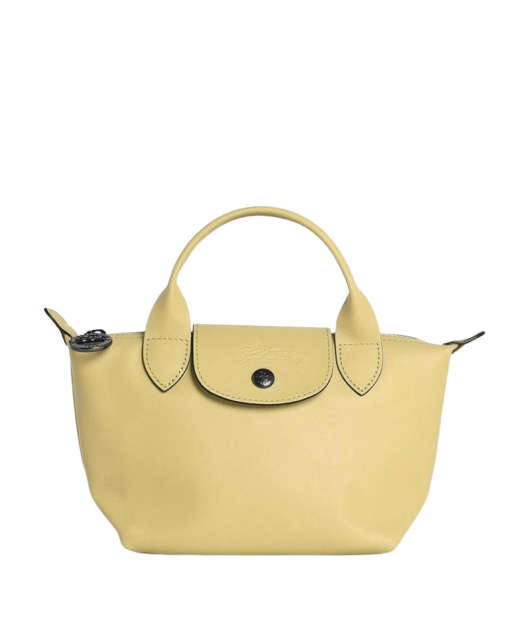 LONGCHAMP Желтая кожаная сумка с короткими ручками, фото 1