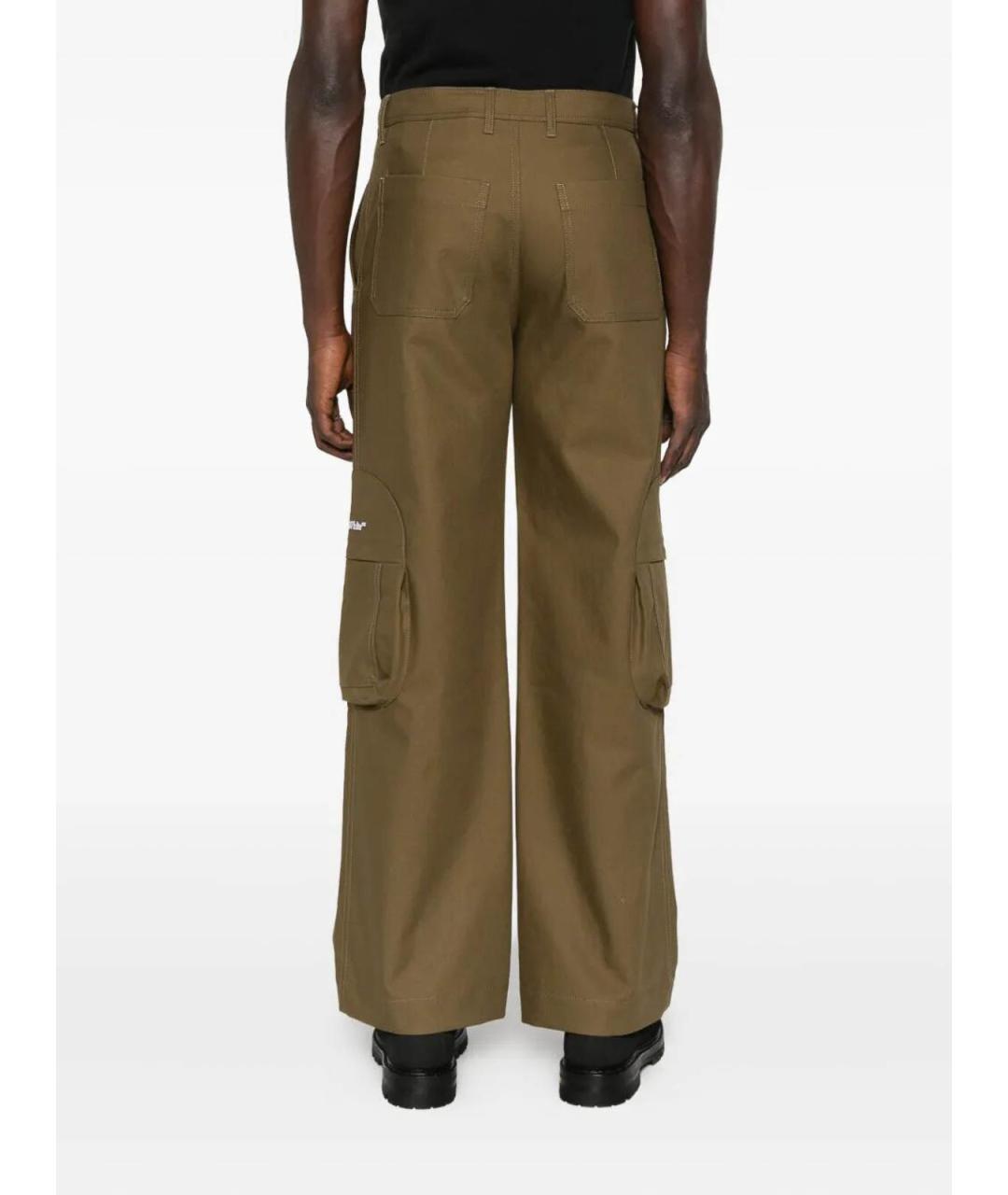 OFF-WHITE Коричневые хлопковые повседневные брюки, фото 4