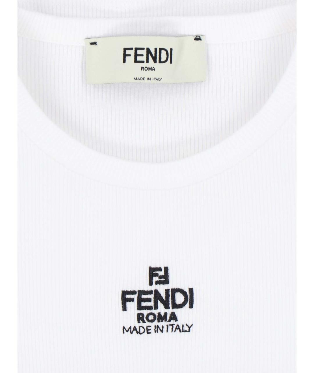 FENDI Белая хлопковая футболка, фото 3