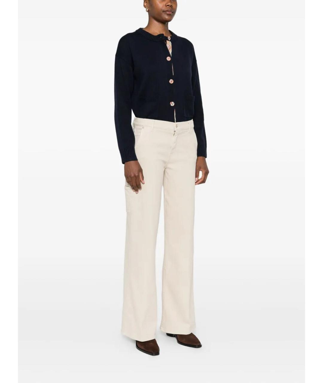7 FOR ALL MANKIND Белые хлопковые брюки широкие, фото 4