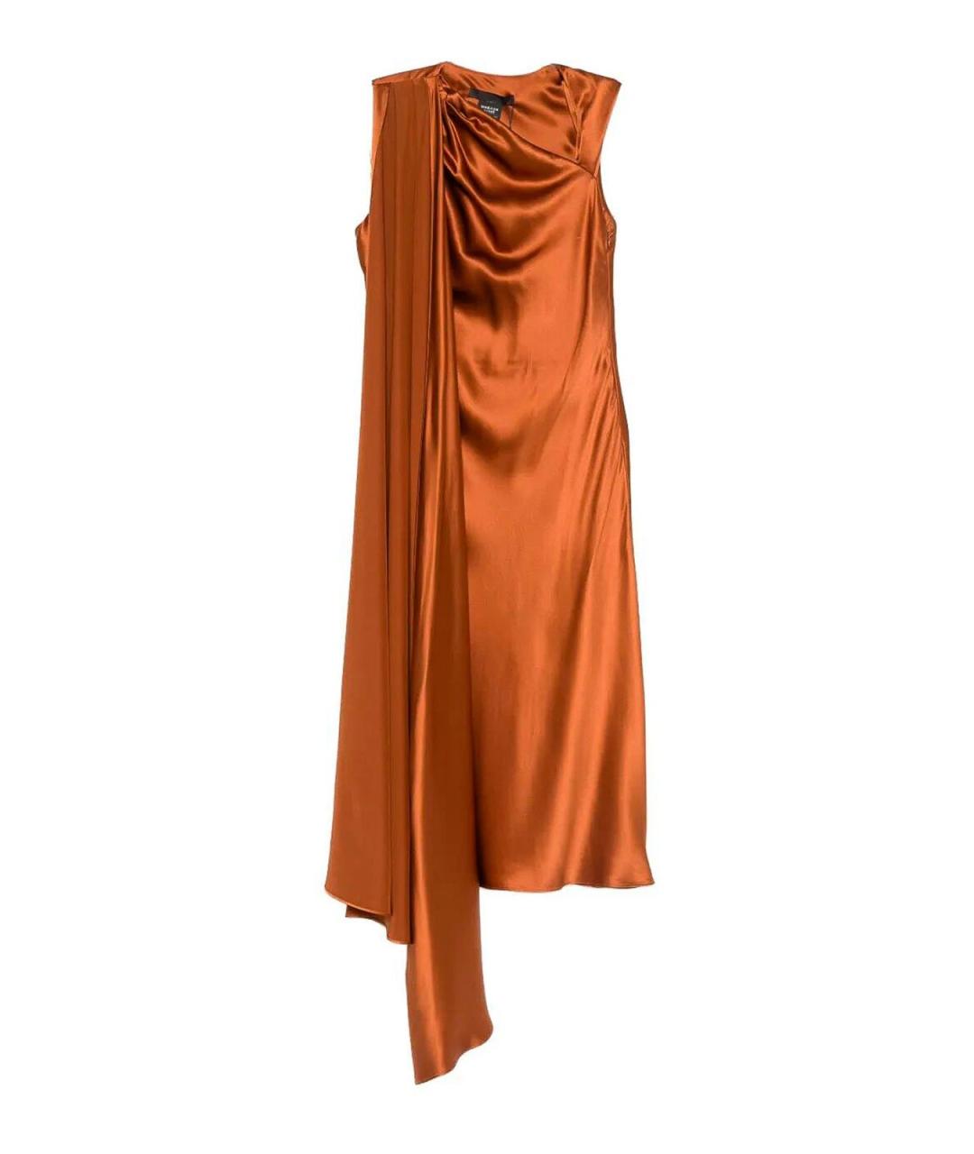 MAX MARA Золотое шелковое коктейльное платье, фото 1