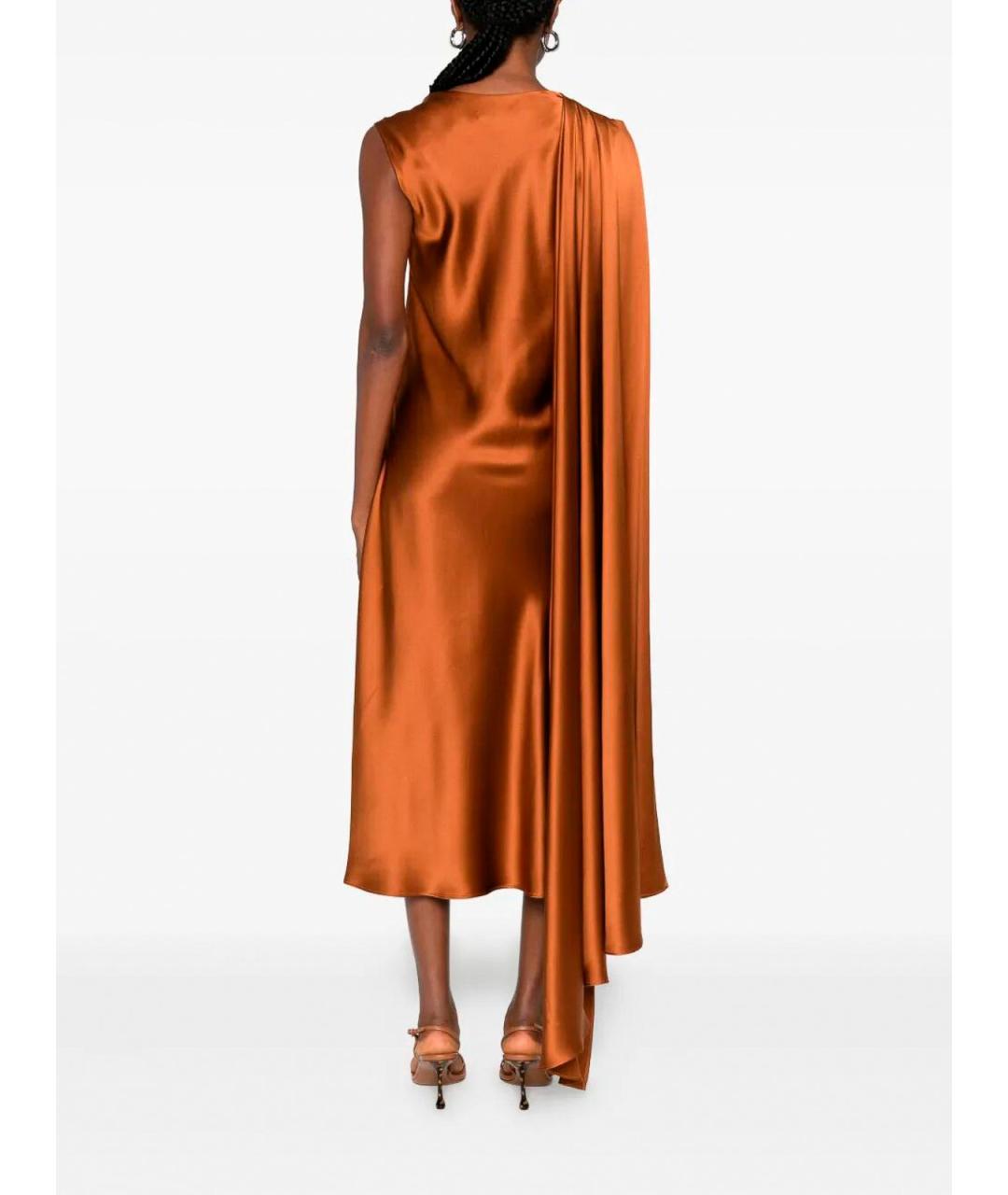 MAX MARA Золотое шелковое коктейльное платье, фото 3