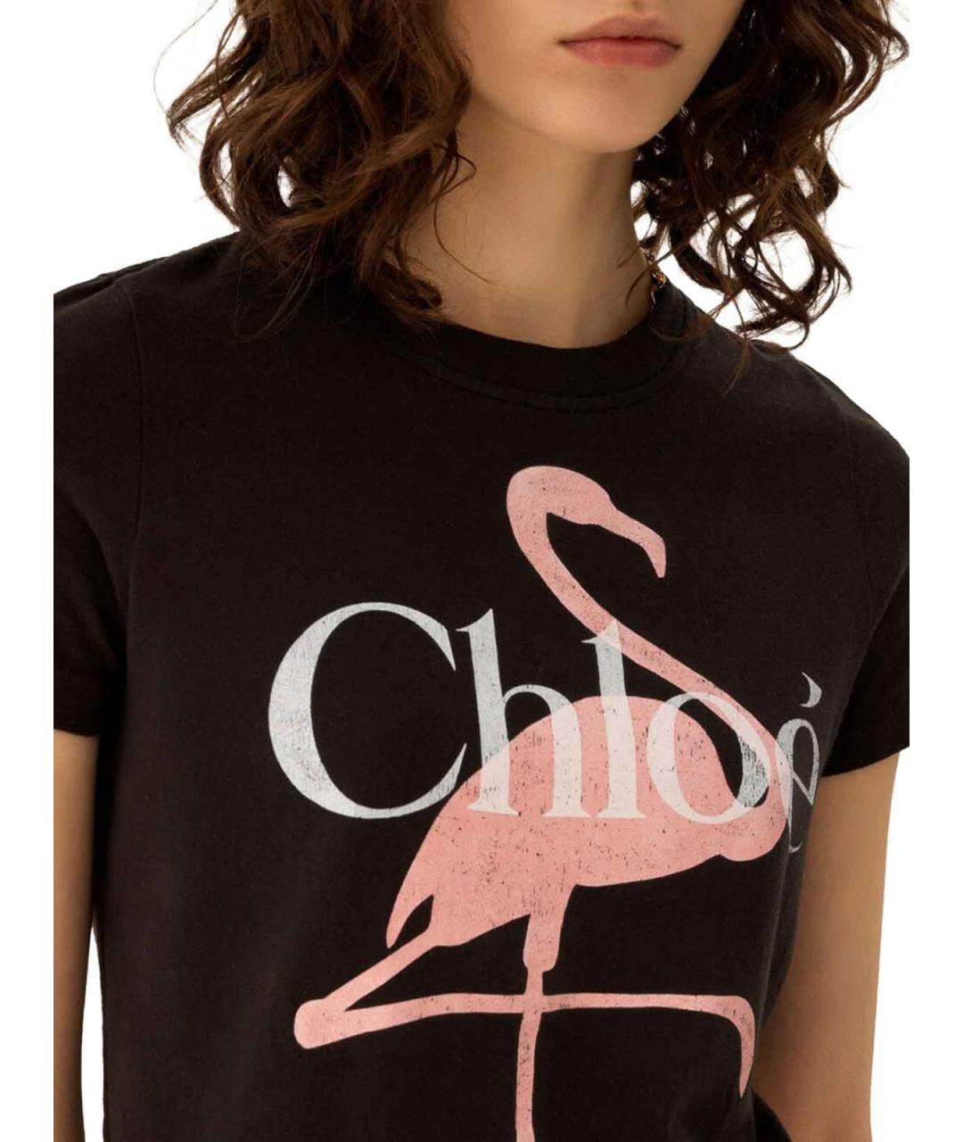 CHLOE Черная хлопковая футболка, фото 5