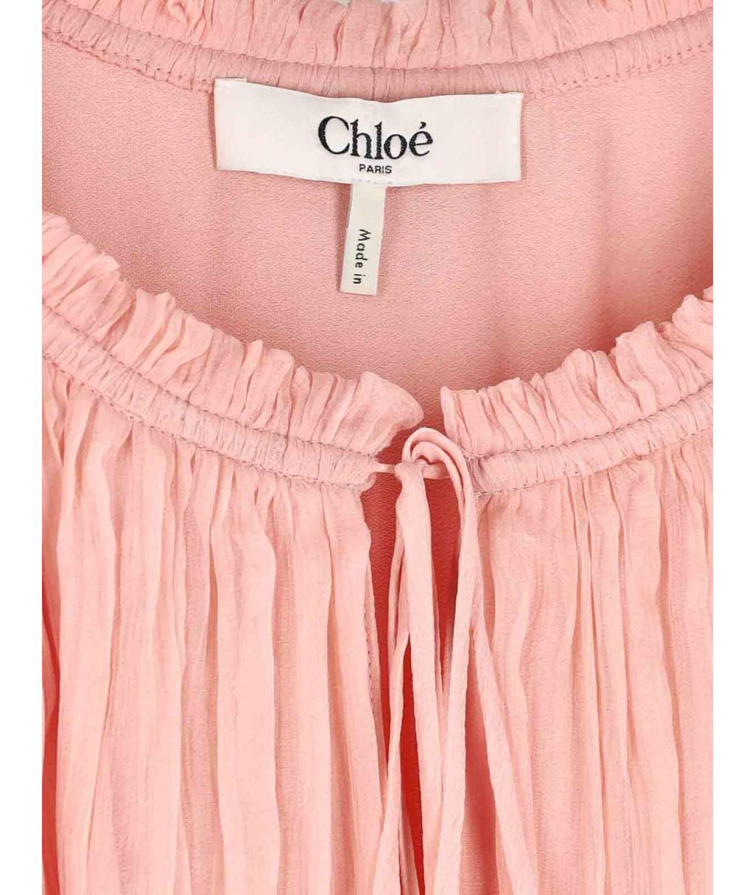 CHLOE Розовое шелковое повседневное платье, фото 3