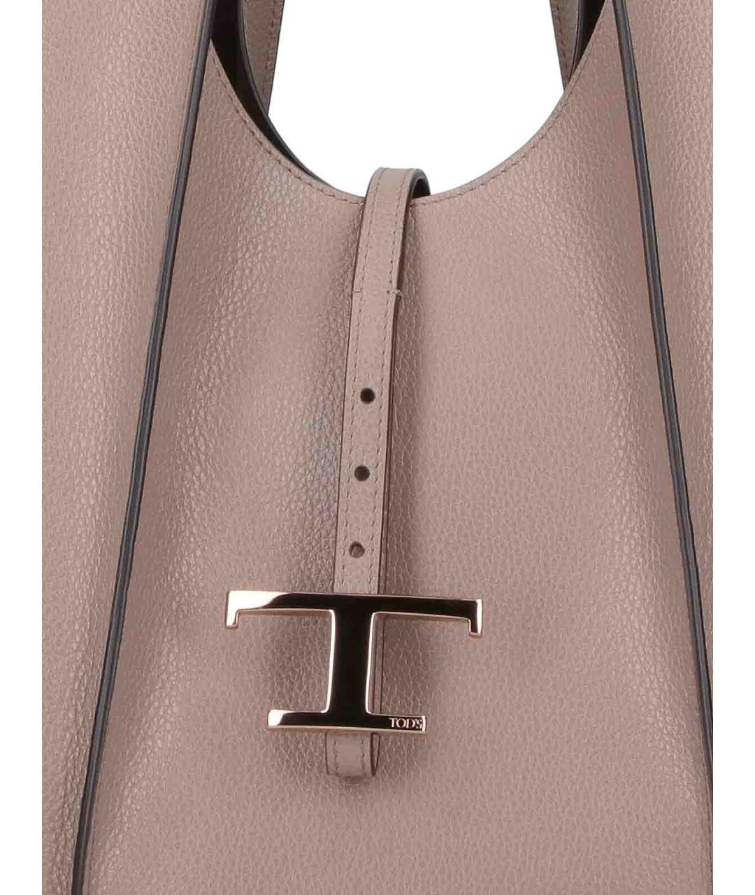 TOD'S Бежевая кожаная сумка тоут, фото 6