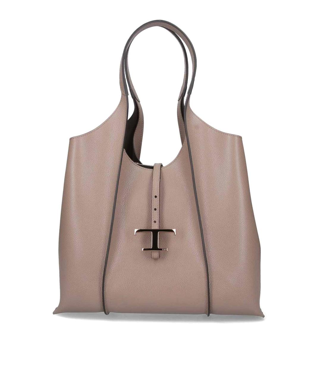 TOD'S Бежевая кожаная сумка тоут, фото 1