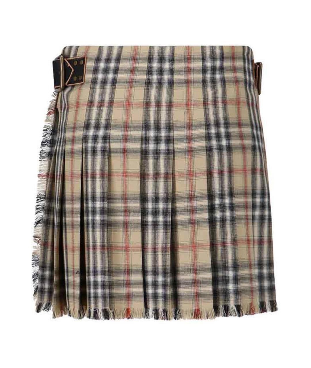 BURBERRY Бежевая шерстяная юбка миди, фото 2
