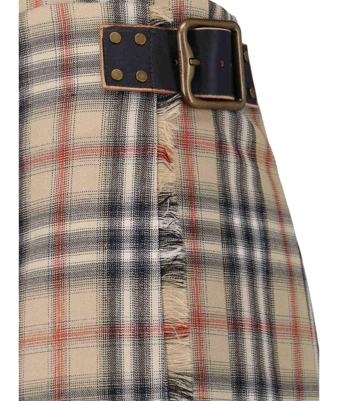 BURBERRY Бежевая шерстяная юбка миди, фото 4