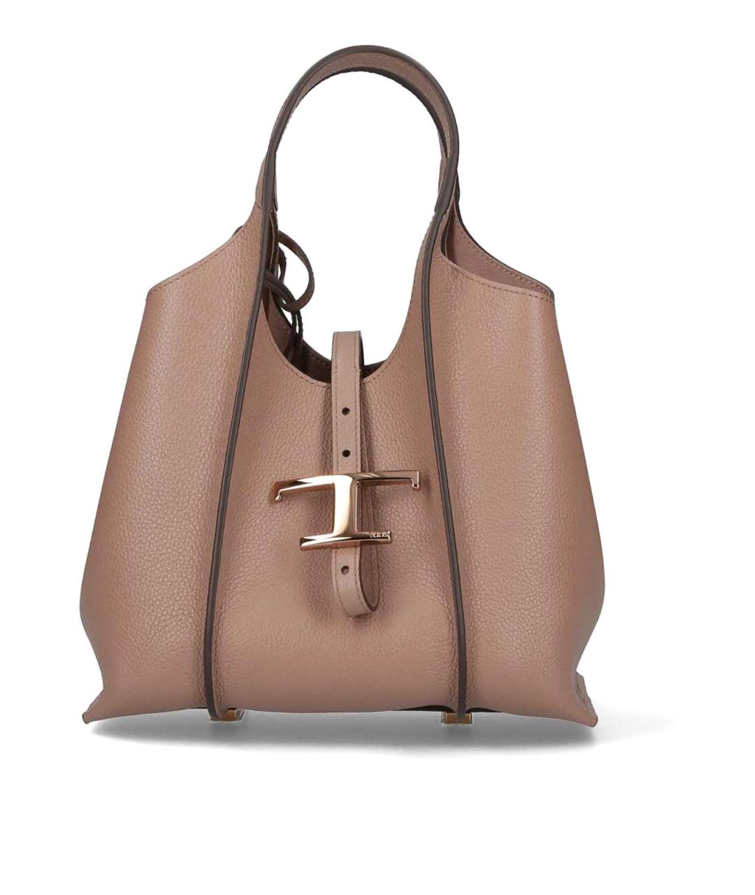 TOD'S Бежевая кожаная сумка тоут, фото 1