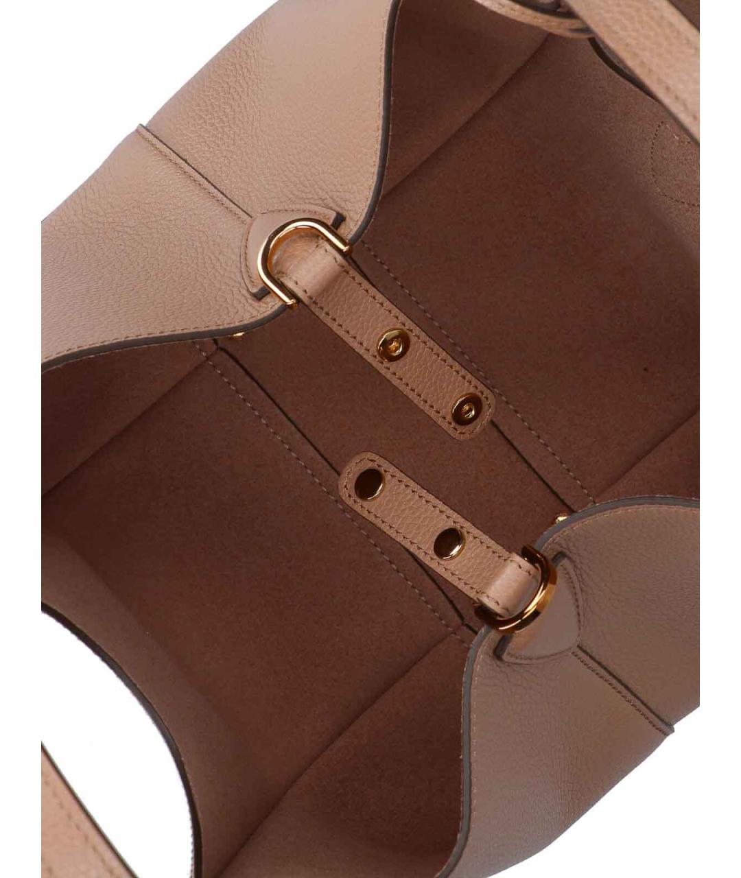 TOD'S Бежевая кожаная сумка тоут, фото 4