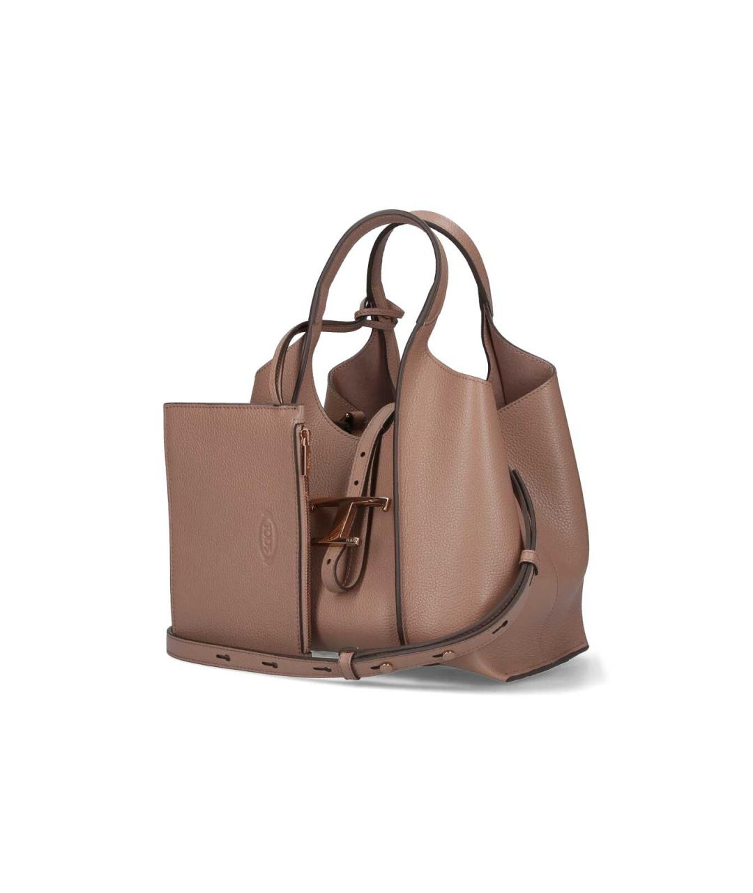 TOD'S Бежевая кожаная сумка тоут, фото 2