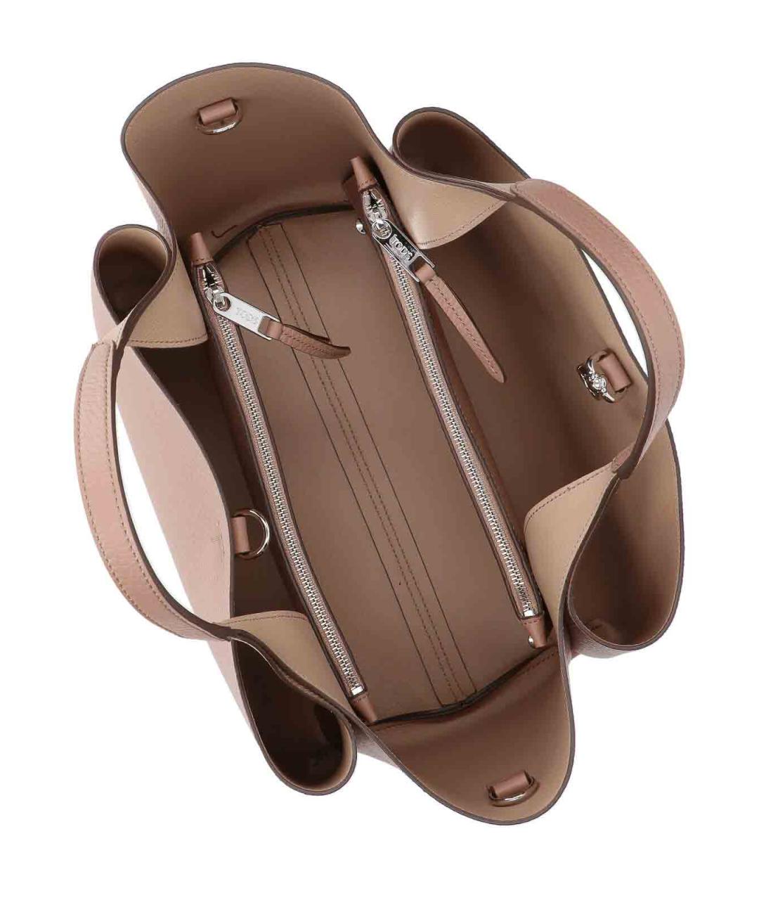 TOD'S Бежевая кожаная сумка тоут, фото 4