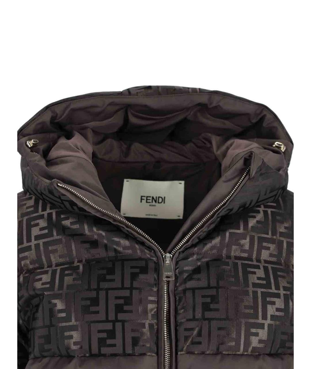 FENDI Коричневый хлопковый пуховик, фото 4