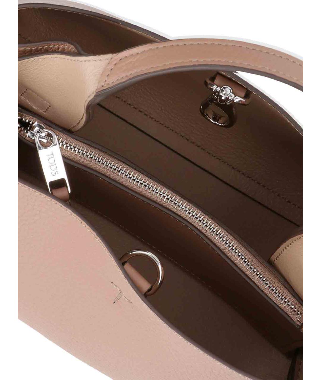TOD'S Бежевая кожаная сумка тоут, фото 4