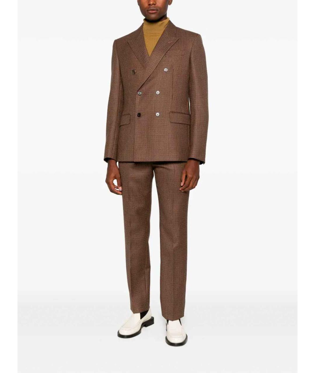 GUCCI Коричневые шерстяные повседневные брюки, фото 2