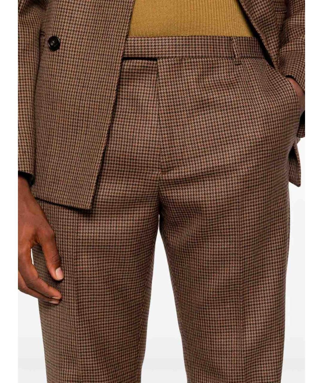 GUCCI Коричневые шерстяные повседневные брюки, фото 4
