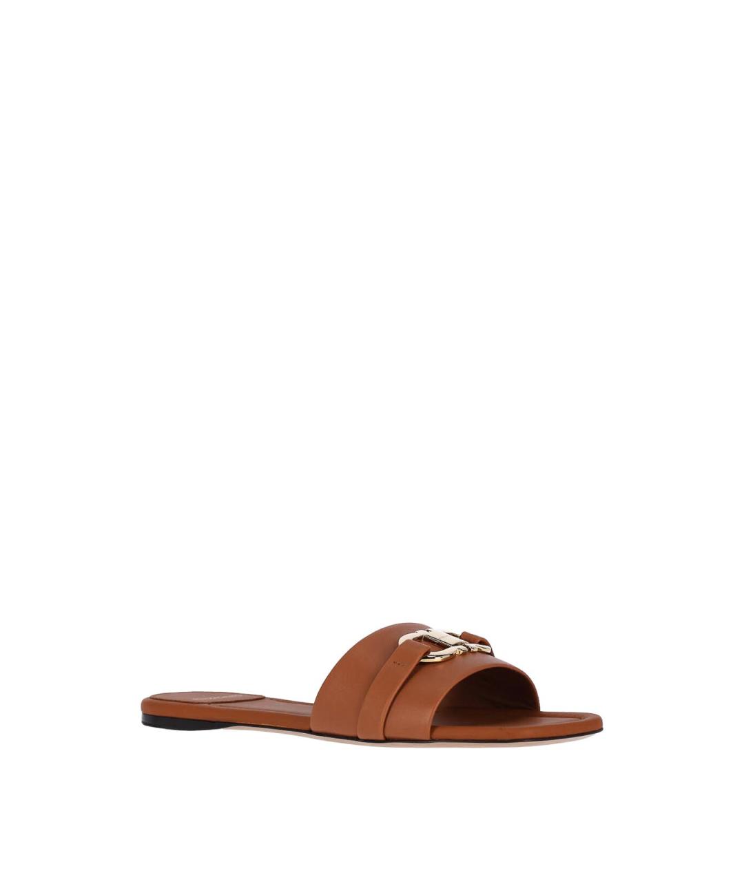 FERRAGAMO Коричневые кожаные сандалии, фото 2